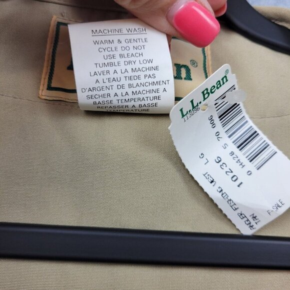 LL Bean Fishing Vest Mens Large Anglers Tan Retro Vintage New - Picture 6 of 11